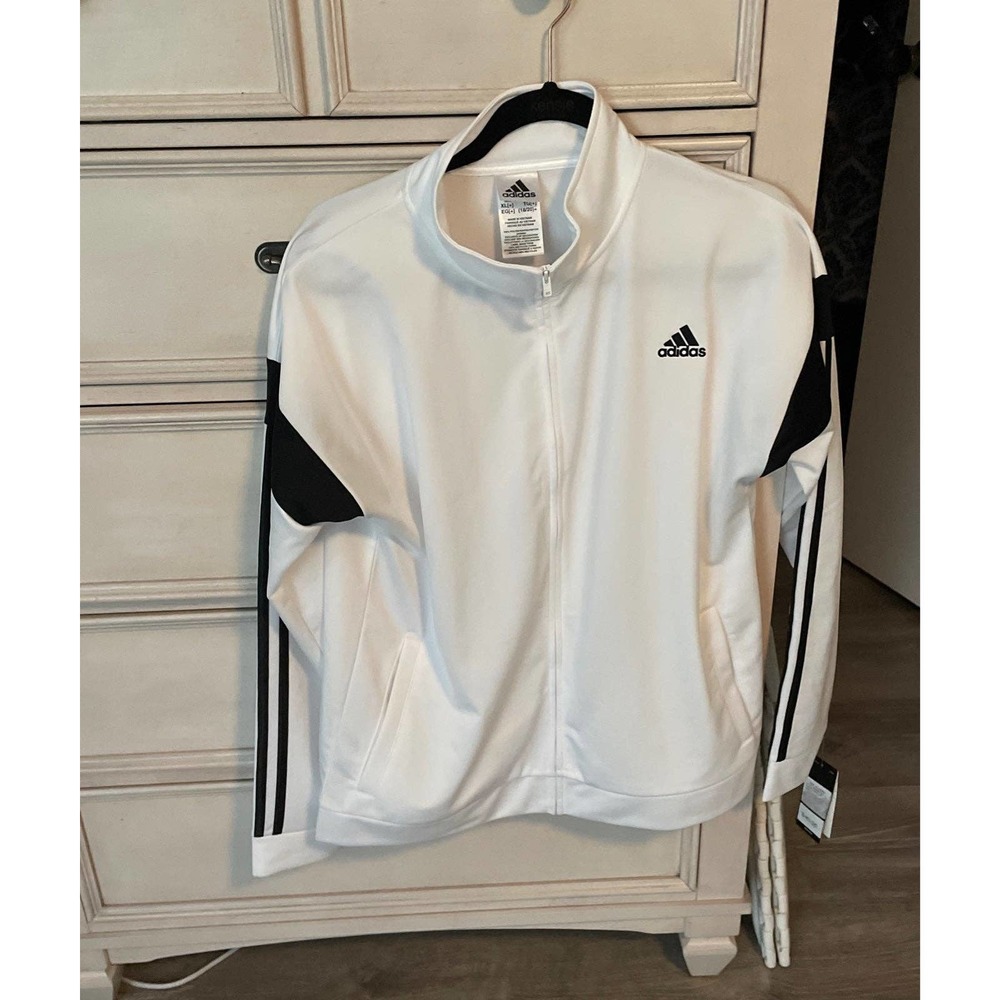 Nwt boys/teen Adidas white track jacket 18/20